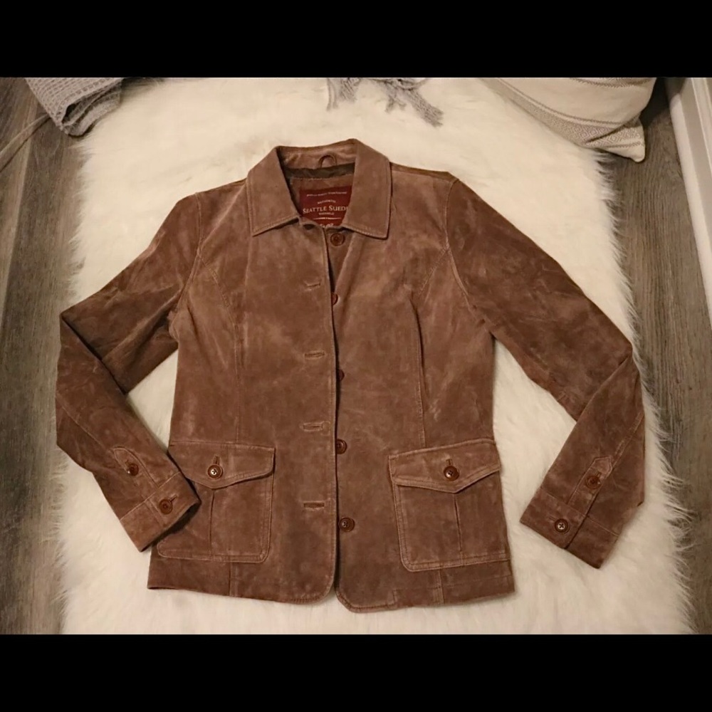 Eddie Bauer Washable Seattle Suede Leather Jacket